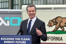 California Gov. Gavin Newsom speaks during a news conference Thursday, May 25, 2023, in Richmon ...