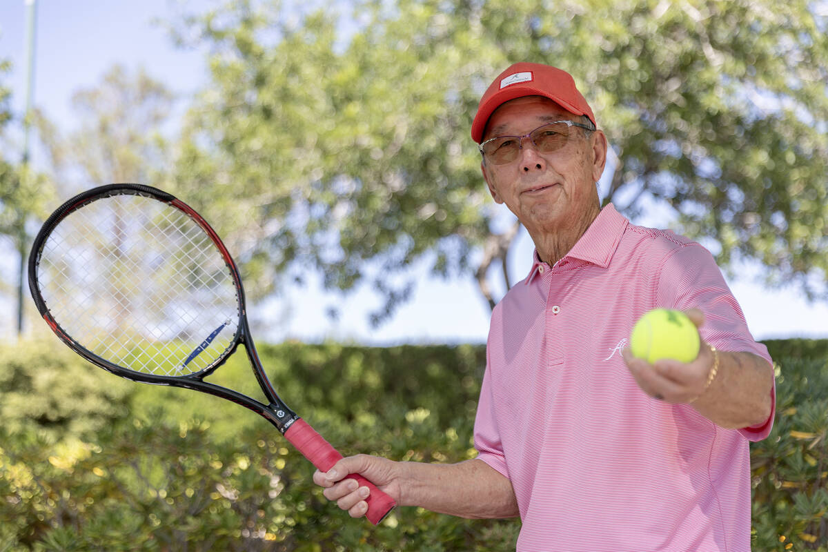 Tennis player Allwyn Chao, 79, at Anthem Country Club on Friday, June 30, 2023, in Las Vegas. C ...