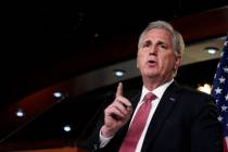 House Minority Leader Kevin McCarthy of Calif., speaks on Capitol Hill in Washington in January ...
