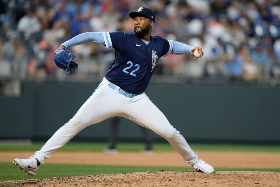 Kansas City Royals pitcher Amir Garrett throws during the fifth inning of a baseball game again ...