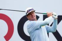 Charley Hoffman drives during the third round of the Rocket Mortgage Classic golf tournament at ...