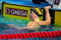 Claire Weinstein checks her time after winning the women's 200-meter freestyle event at the U.S ...