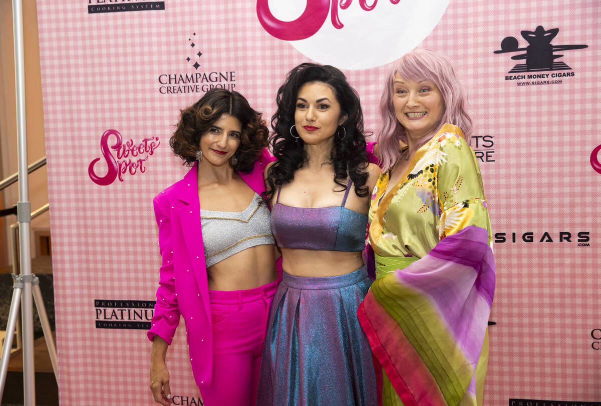Anais Thomassian, from left, Melody Sweets and Melissa King-Jules (MsTickle, stage name) pose f ...