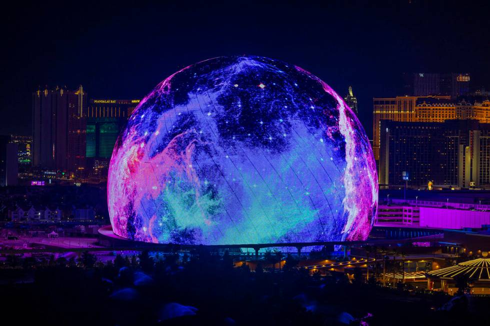 The MSG Sphere illuminates the Las Vegas skyline with a dazzling display to celebrate Independe ...