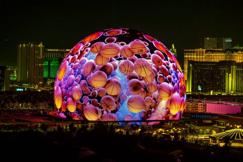 The MSG Sphere illuminates the Las Vegas skyline with a dazzling display to celebrate Independe ...