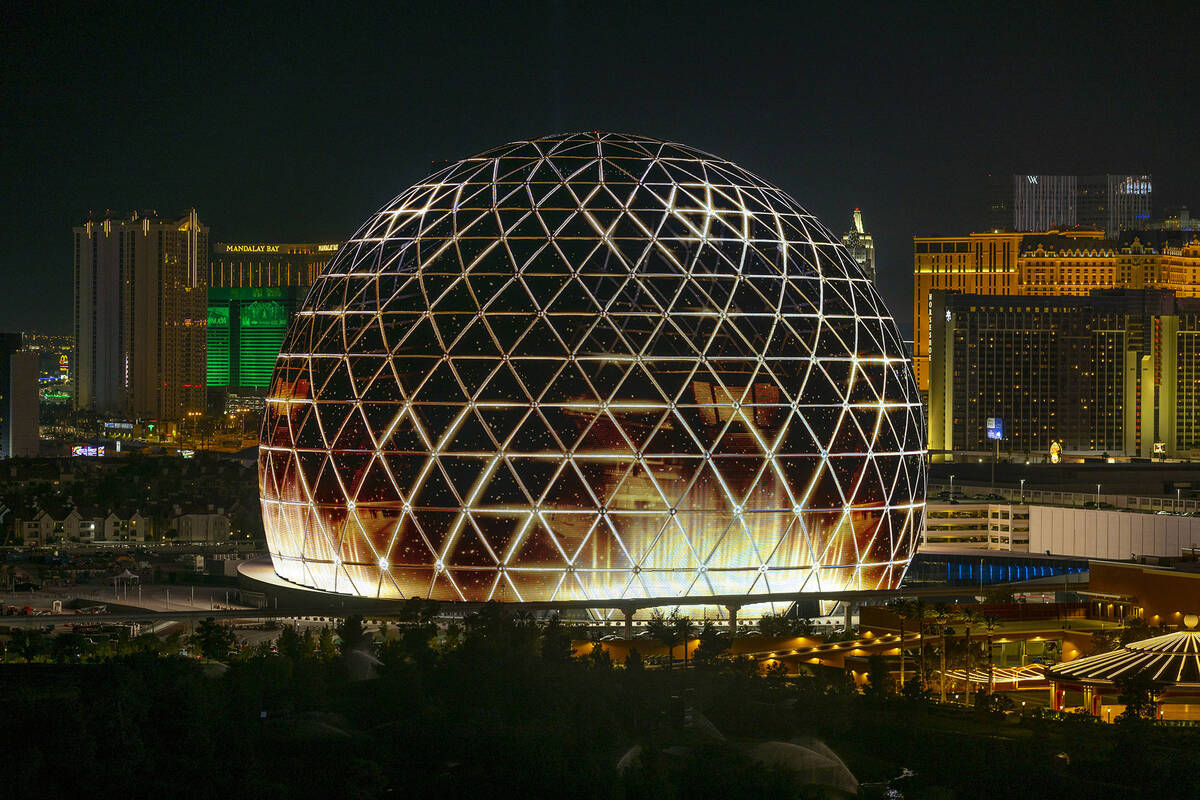 The MSG Sphere illuminates the Las Vegas skyline with a dazzling display to celebrate Independe ...