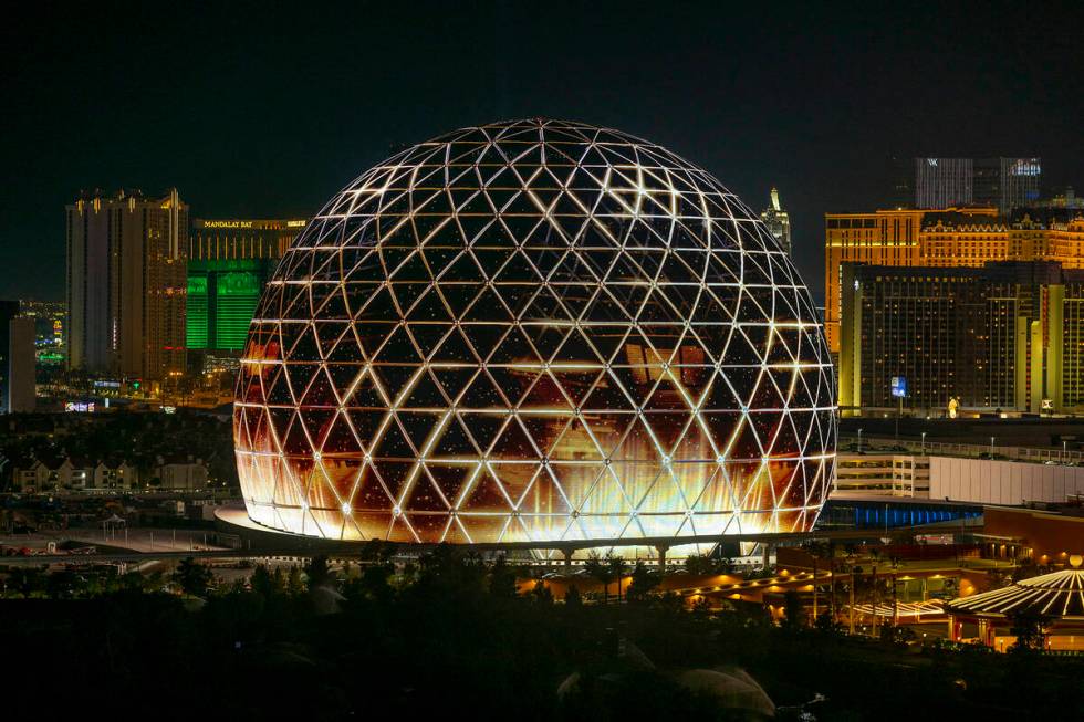 The MSG Sphere illuminates the Las Vegas skyline with a dazzling display to celebrate Independe ...