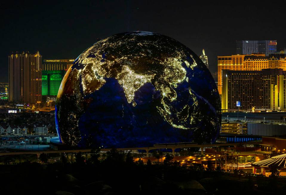 The MSG Sphere illuminates the Las Vegas skyline with a dazzling display to celebrate Independe ...