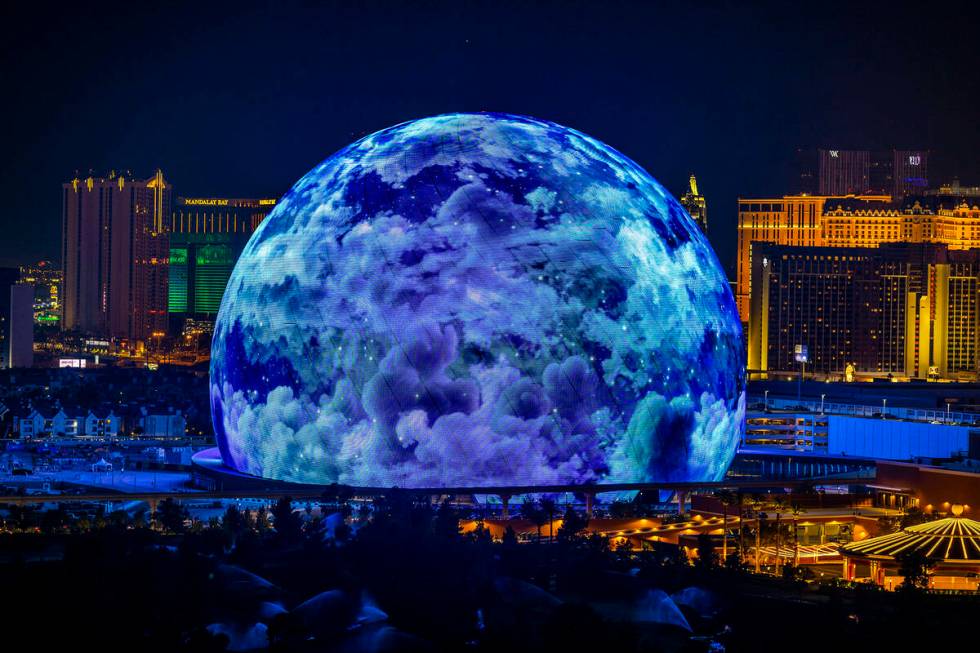 The MSG Sphere illuminates the Las Vegas skyline with a dazzling display to celebrate Independe ...