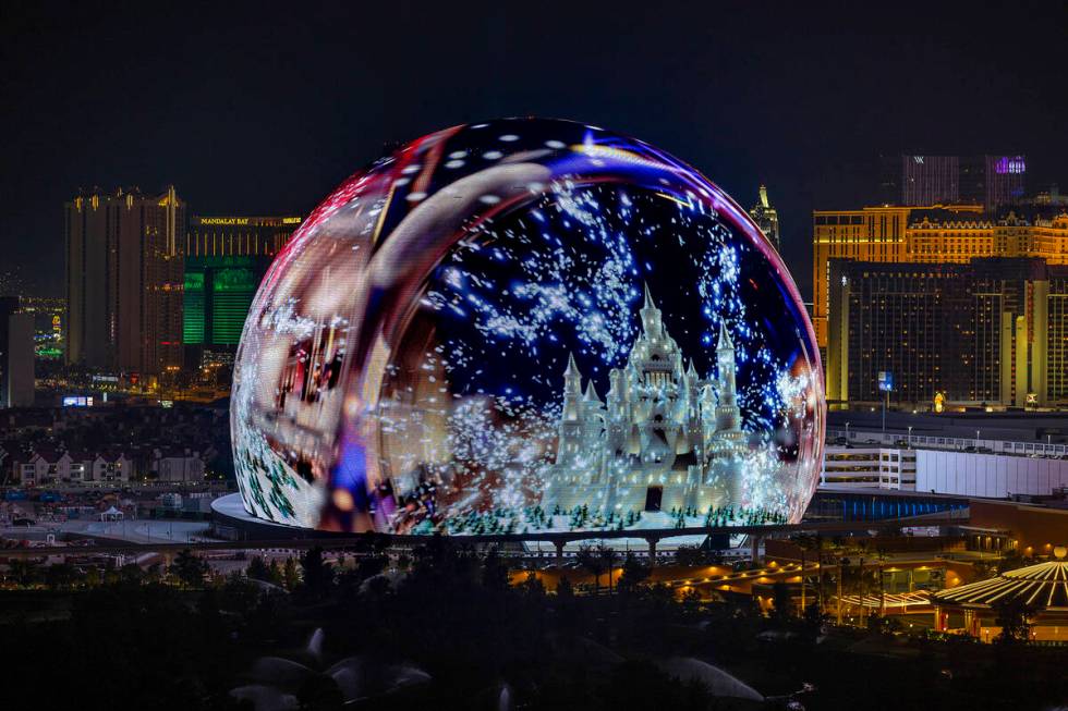 The MSG Sphere illuminates the Las Vegas skyline with a dazzling display to celebrate Independe ...