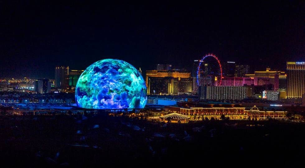 The MSG Sphere illuminates the Las Vegas skyline with a dazzling display to celebrate Independe ...