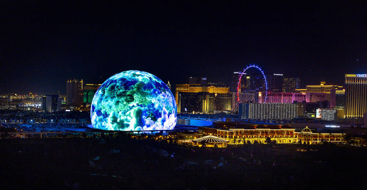 The MSG Sphere illuminates the Las Vegas skyline with a dazzling display to celebrate Independe ...