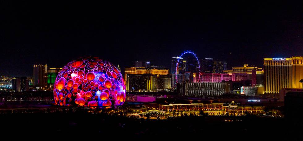 The MSG Sphere illuminates the Las Vegas skyline with a dazzling display to celebrate Independe ...