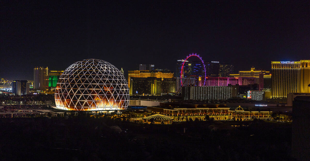 The MSG Sphere illuminates the Las Vegas skyline with a dazzling display to celebrate Independe ...