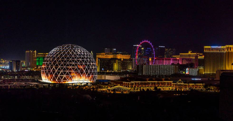 The MSG Sphere illuminates the Las Vegas skyline with a dazzling display to celebrate Independe ...