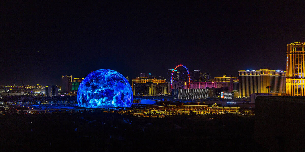 The MSG Sphere illuminates the Las Vegas skyline with a dazzling display to celebrate Independe ...