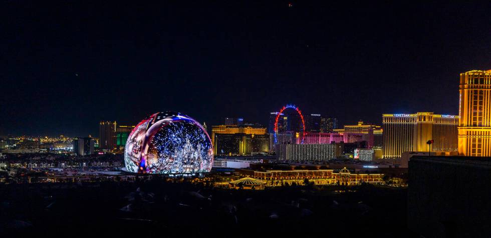 The MSG Sphere illuminates the Las Vegas skyline with a dazzling display to celebrate Independe ...