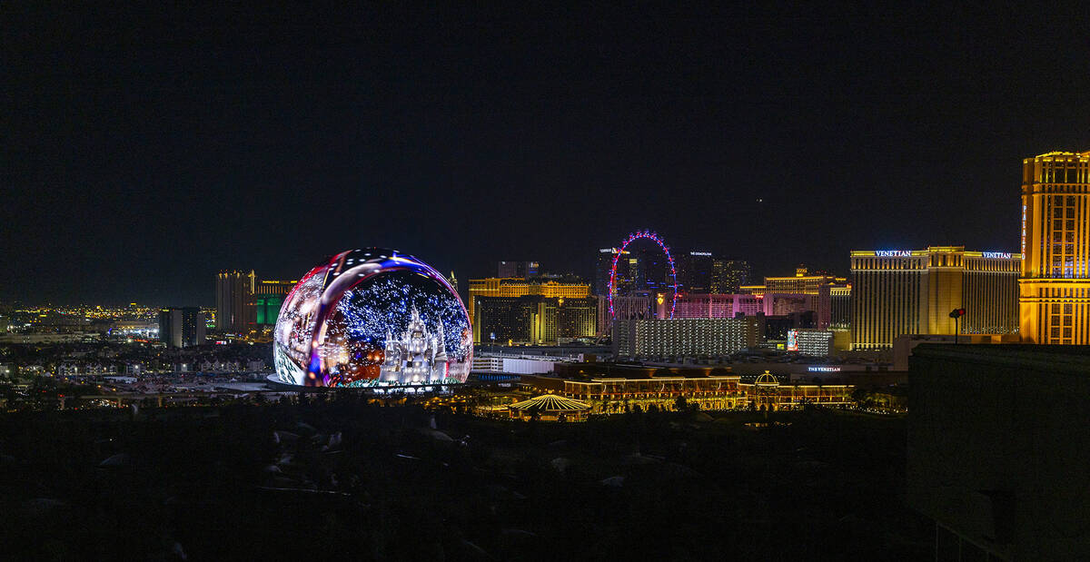 The MSG Sphere illuminates the Las Vegas skyline with a dazzling display to celebrate Independe ...