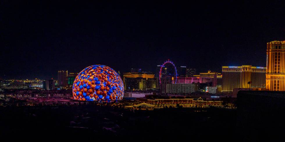 The MSG Sphere illuminates the Las Vegas skyline with a dazzling display to celebrate Independe ...