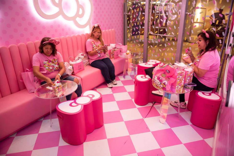 Rochelle Jugo, from left, Kookie Lai, and Helen Frausto sit in one of the seating areas at the ...