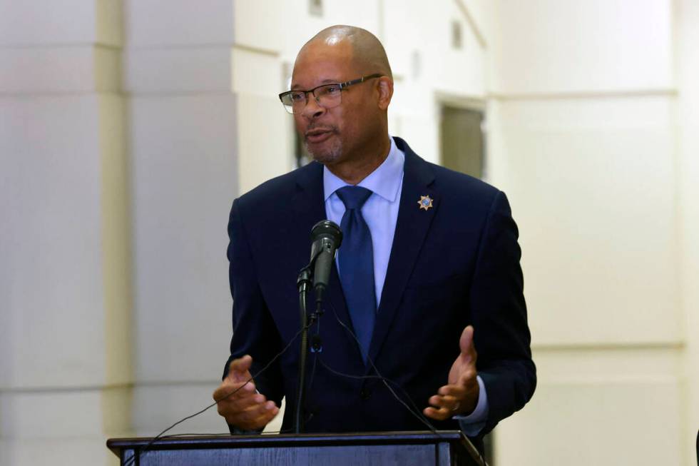 Nevada Attorney General Aaron Ford speaks during a news conference regarding Nevada’s op ...