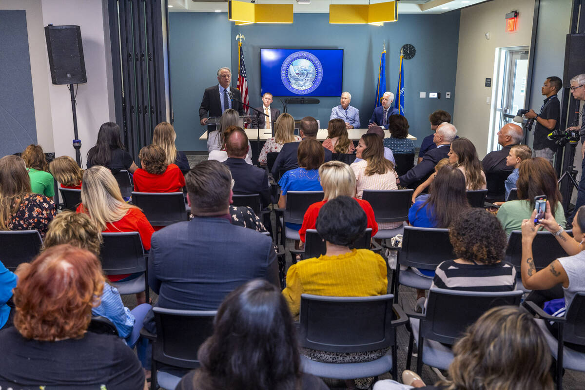 Nevada Gov. Joe Lombardo speaks of the Patchett family and their determination to pass Rex's La ...