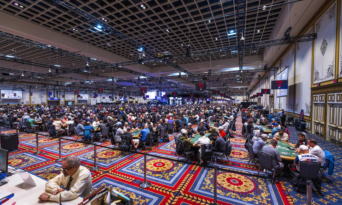 Play continues in one of the many rooms during the final starting flight of World Series of Pok ...