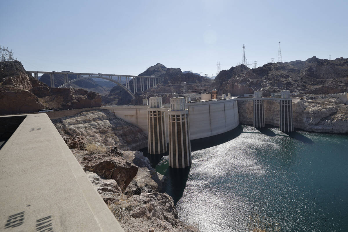 The Hoover Dam is seen from the Arizona side, Thursday, July 6, 2023, near Boulder City, Nev. ( ...