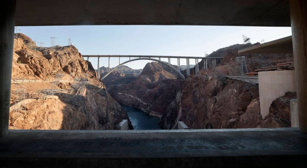 The Mike O'Callaghan-Pat Tillman Memorial Bridge is seen from the Hoover Dam, Thursday, July 6, ...