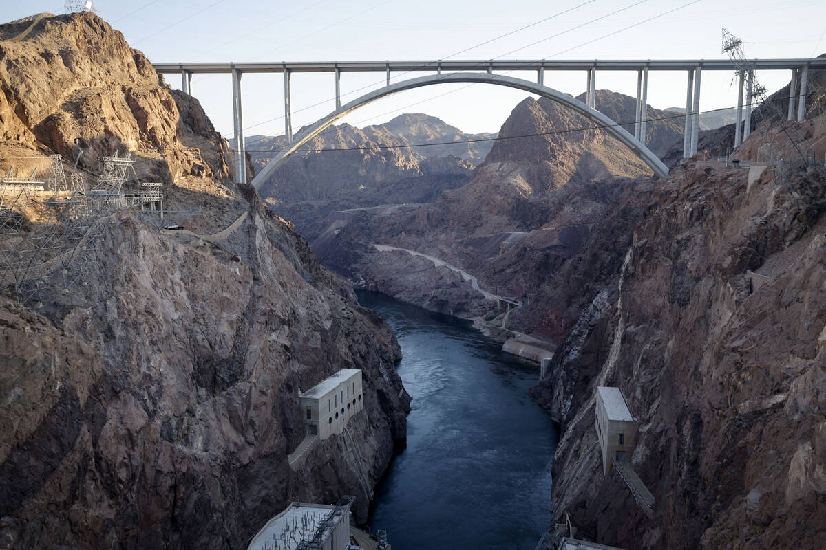 The Mike O'Callaghan-Pat Tillman Memorial Bridge is seen from the Hoover Dam, Thursday, July 6, ...