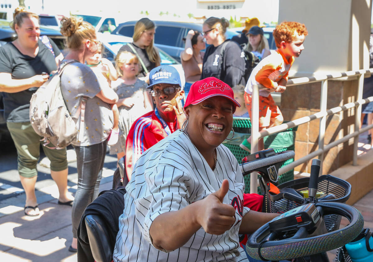 Candy and Kevin Jones, of Henderson, excitedly wait at the front of the line for the grand open ...