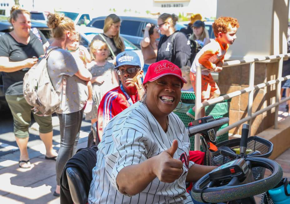 Candy and Kevin Jones, of Henderson, excitedly wait at the front of the line for the grand open ...