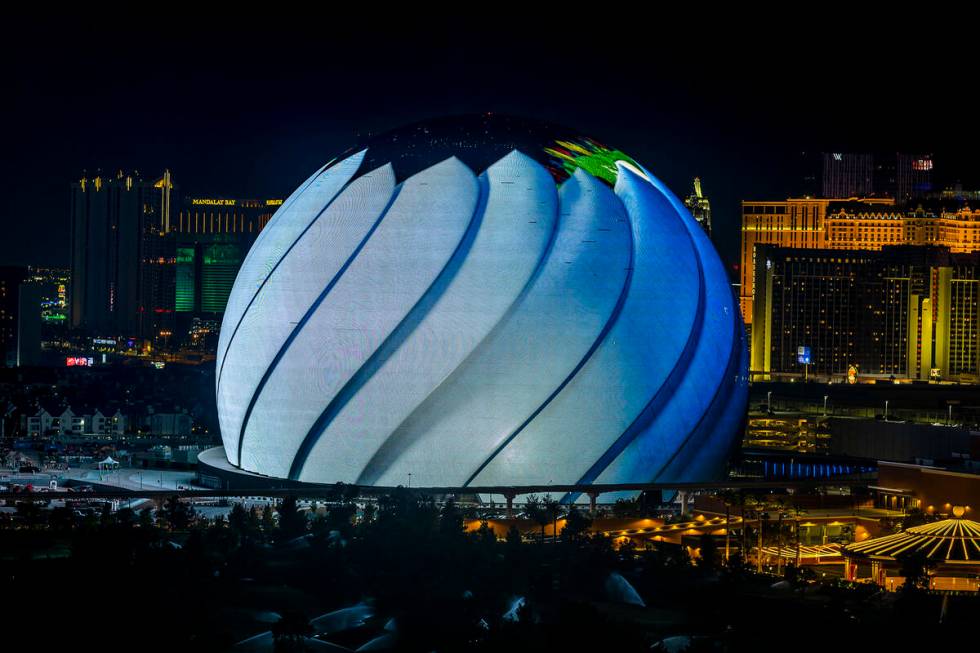 The MSG Sphere illuminates the Las Vegas skyline with a dazzling display to celebrate Independe ...