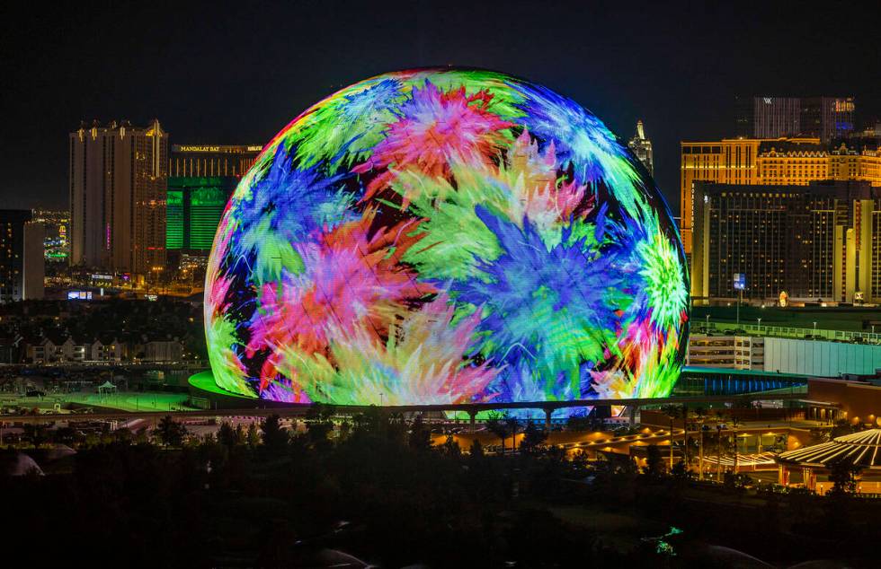The Sphere illuminates the Las Vegas skyline with a dazzling display to celebrate Independence ...