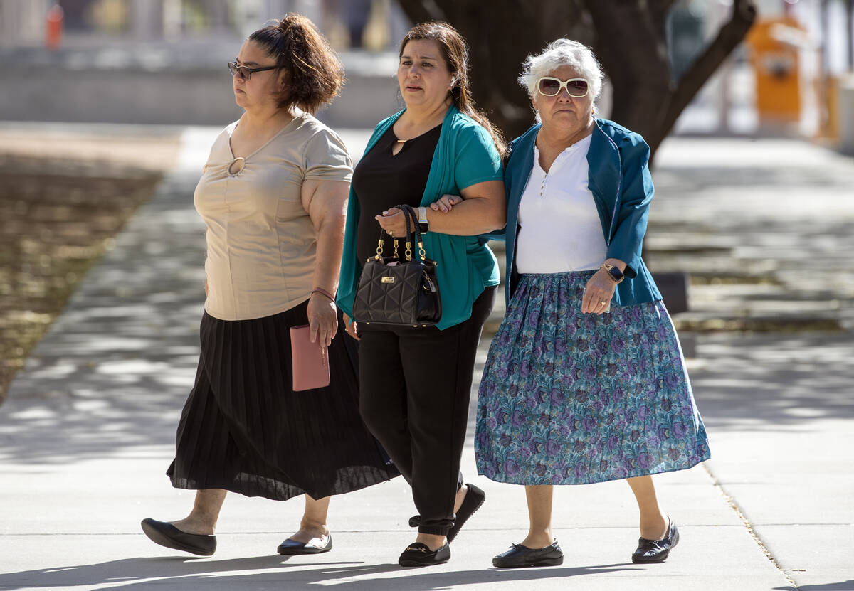 Relatives of victims of the El Paso Walmart mass shooting arrive to federal court in El Paso, T ...