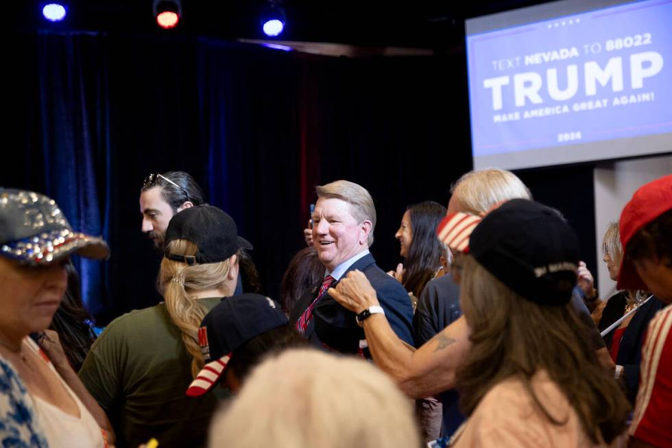 Nevada Republican politician Jim Marchant awaits a speech by former President Donald Trump duri ...