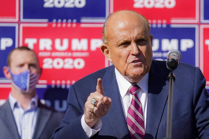 FILE - Former New York mayor Rudy Giuliani, a lawyer for President Donald Trump, speaks during ...