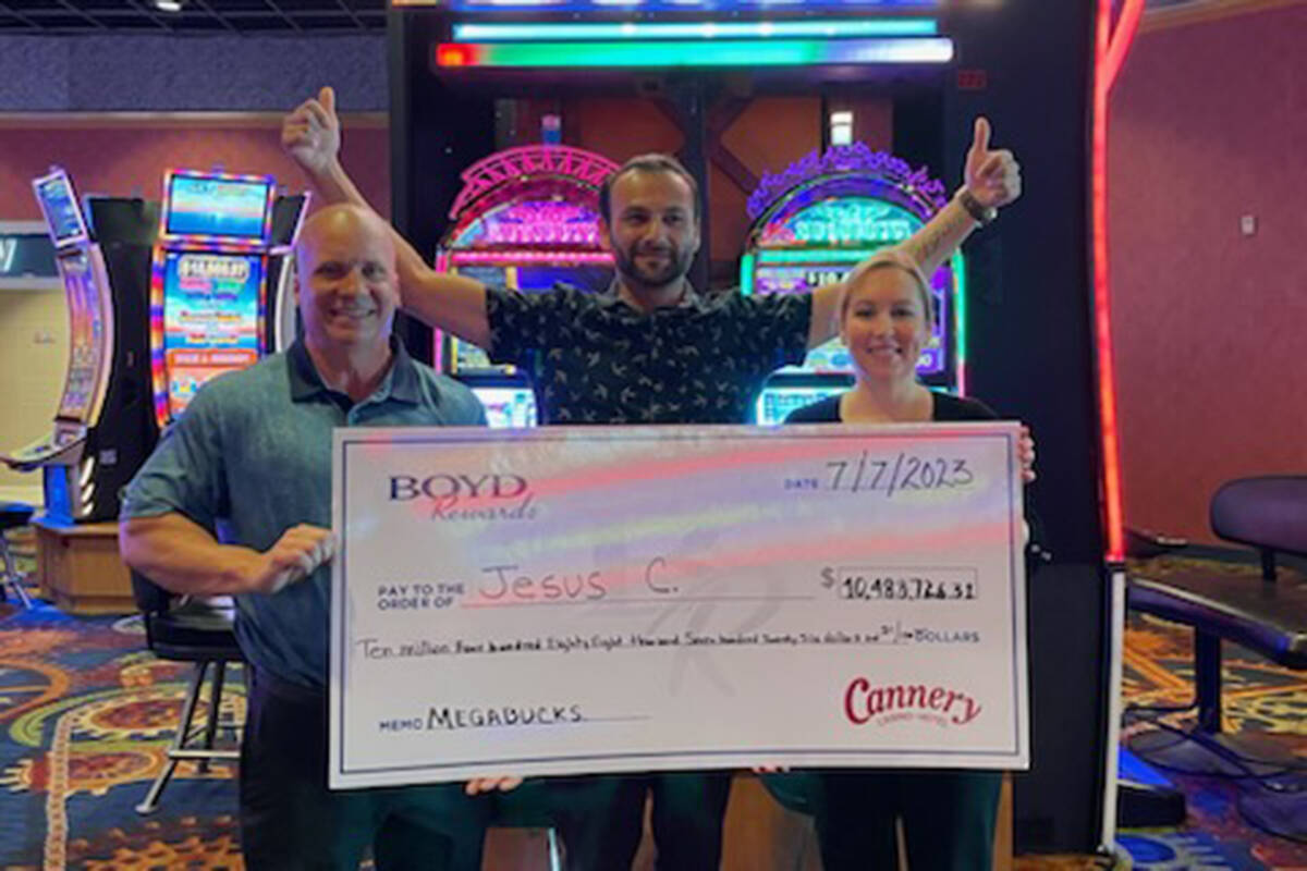 Jesus, a Las Vegas resident, the Megabucks jackpot for $10,488,726 on Friday, July 7, 2023, at ...