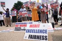 People protest outside of the Supreme Court in Washington, Thursday, June 29, 2023. (AP Photo/M ...