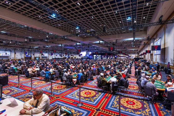 Play continues in one of the many rooms during the final starting flight of World Series of Pok ...
