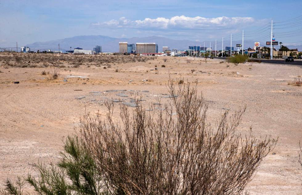 A vacant land south of the Strip where Oak View Group plans to build a $3 billion arena and cas ...