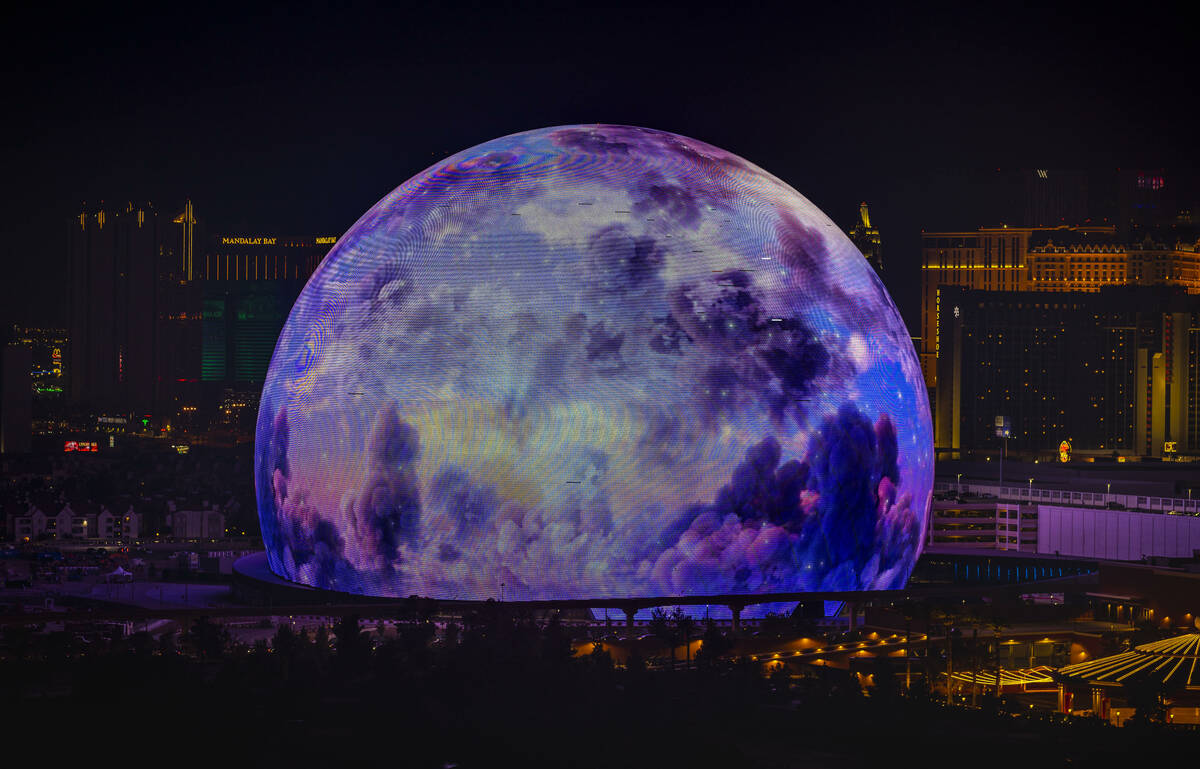 The Sphere illuminates the Las Vegas skyline with a dazzling display to celebrate Independence ...