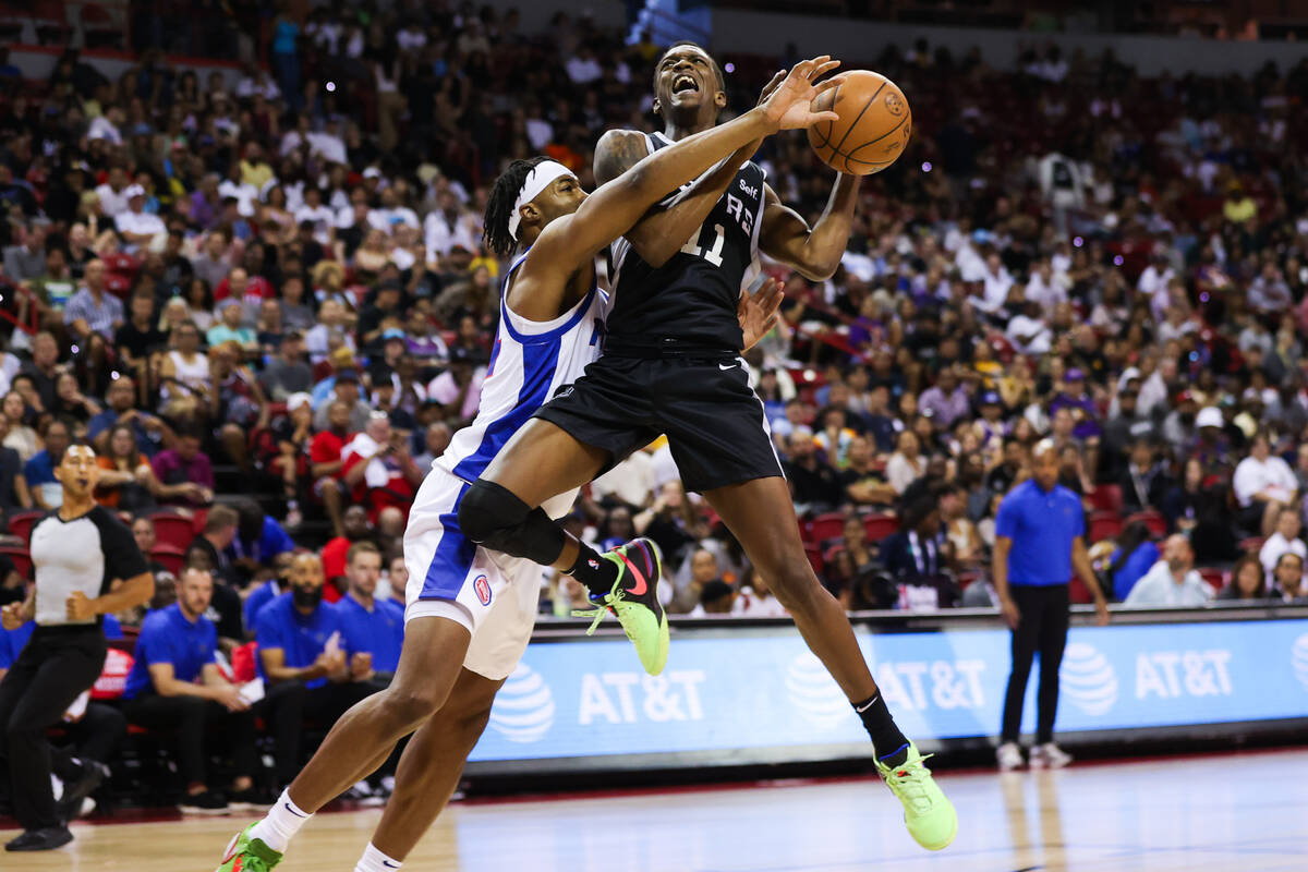 San Antonio Spurs guard Sir’Jabari Rice (11) goes in for a layup during an NBA Summer Le ...