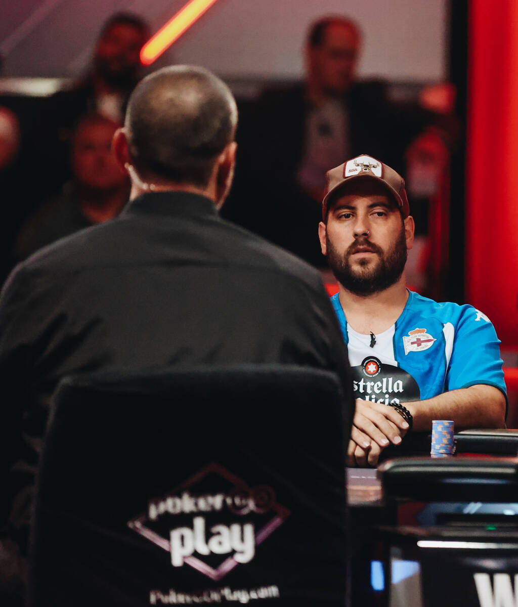 Juan Maceiras sits at a poker table during the World Series of Poker $10,000 buy-in No-limit Ho ...