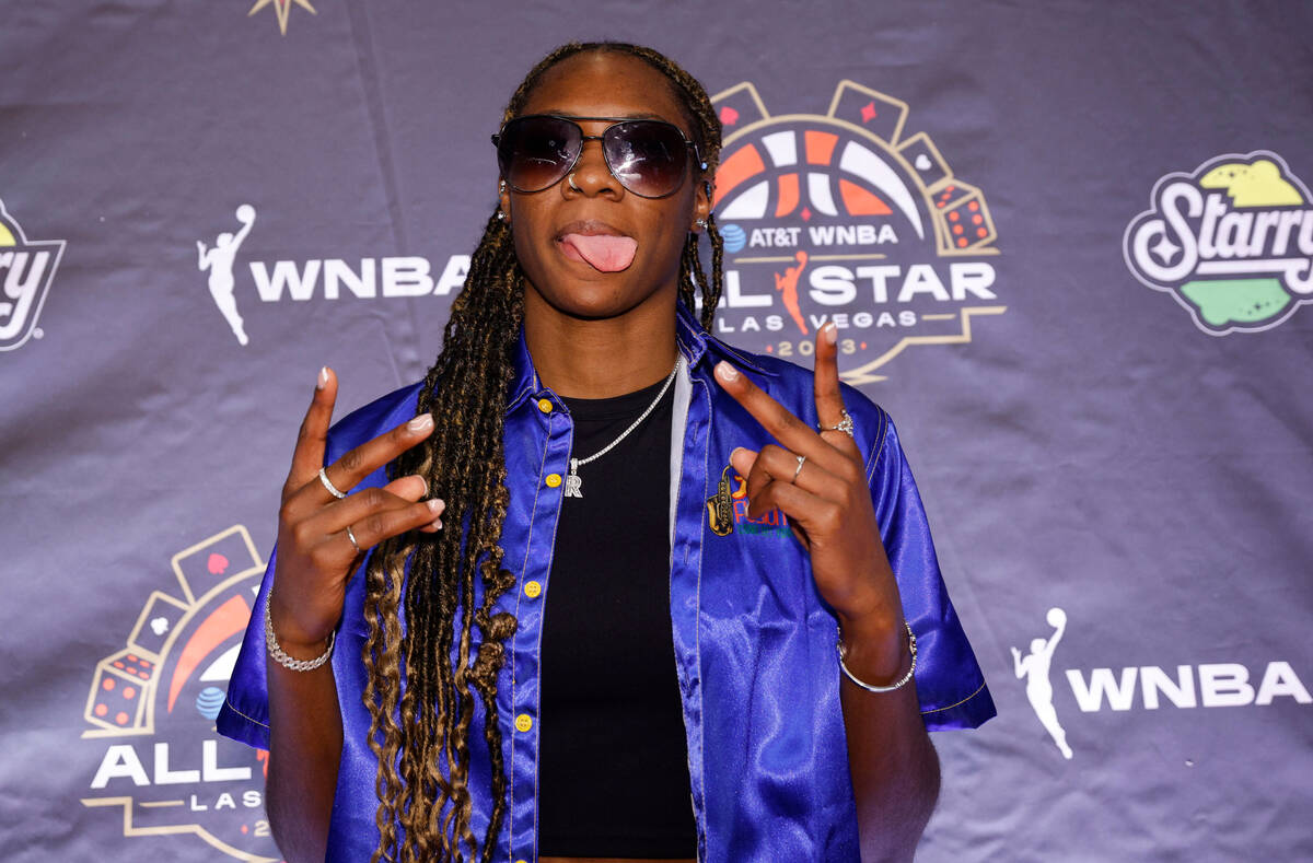 Rhyne Howard of Atlanta Dream poses for a photo on the WNBA Orange Carpet outside Della's Kitch ...