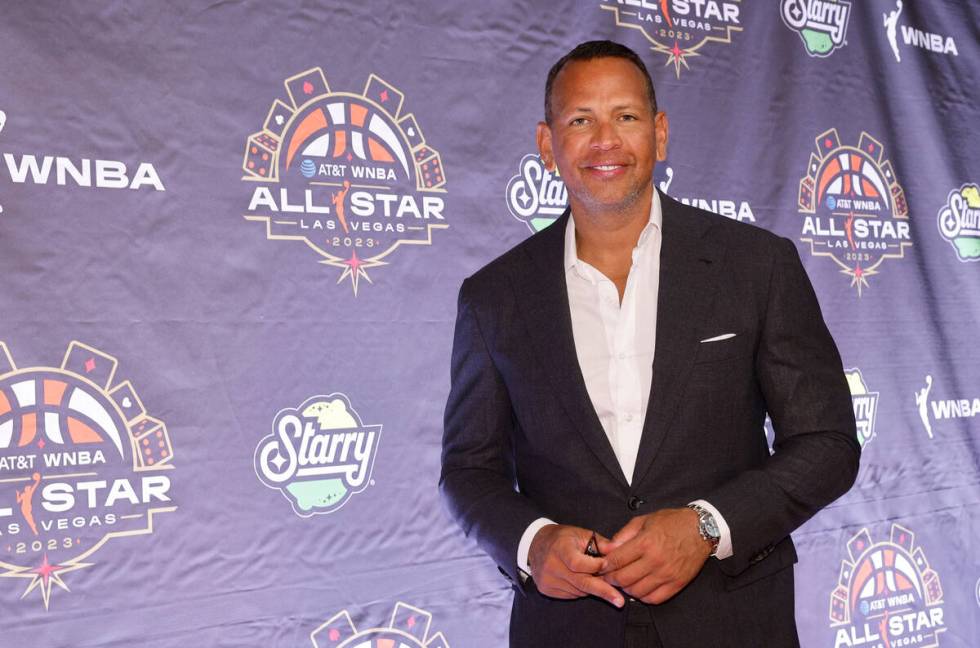 Alex Rodriguez, former professional baseball player, poses for a photo on the WNBA Orange Carpe ...