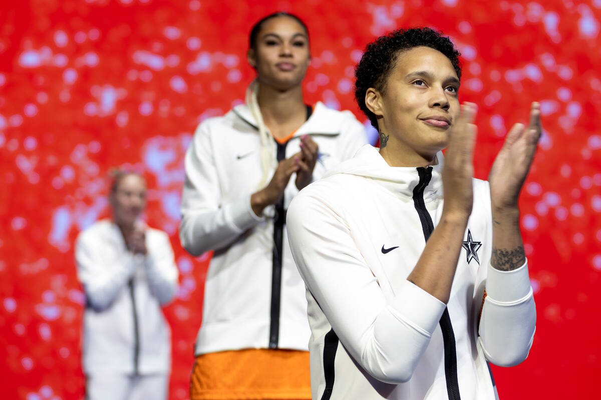 Phoenix Mercury's Brittney Griner, of Team Stewart, is announced in her team’s starting ...