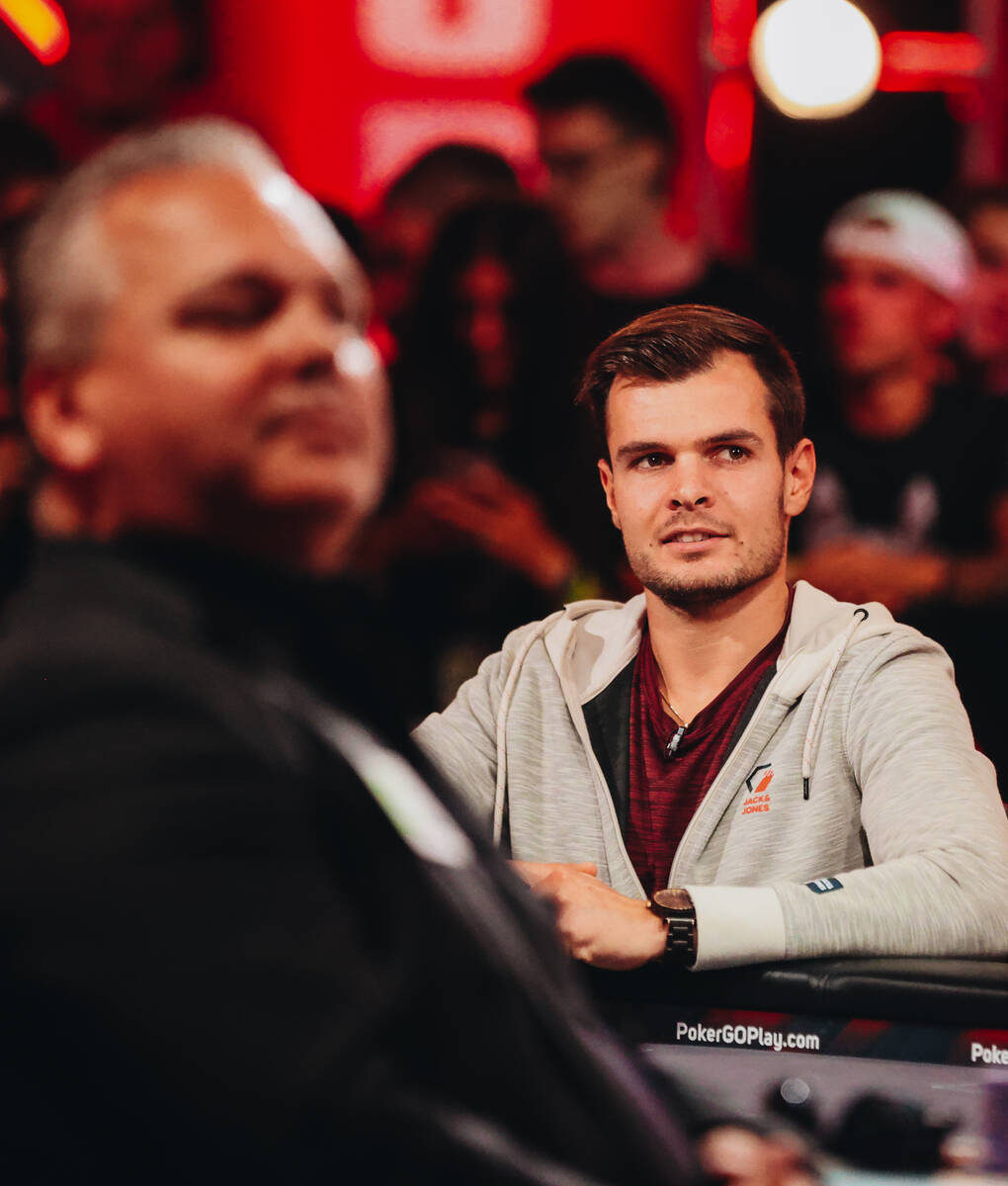 Daniel Holzner is seen during the $10,000 buy-in No-limit Hold’em World Championship at ...