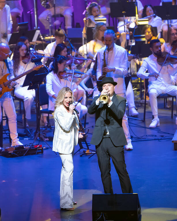 David Perrico and Lily Arce of David Perrico's Pop Symphonic orchestra are shown at Reynolds Ha ...