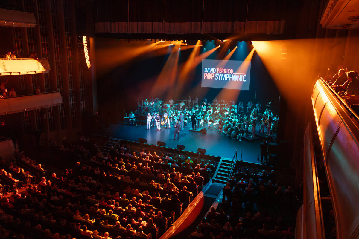 David Perrico's Pop Symphonic orchestra is shown at Reynolds Hall at the Smith Center on Friday ...